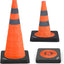 Conos vial naranja plegables 28pulg base negra