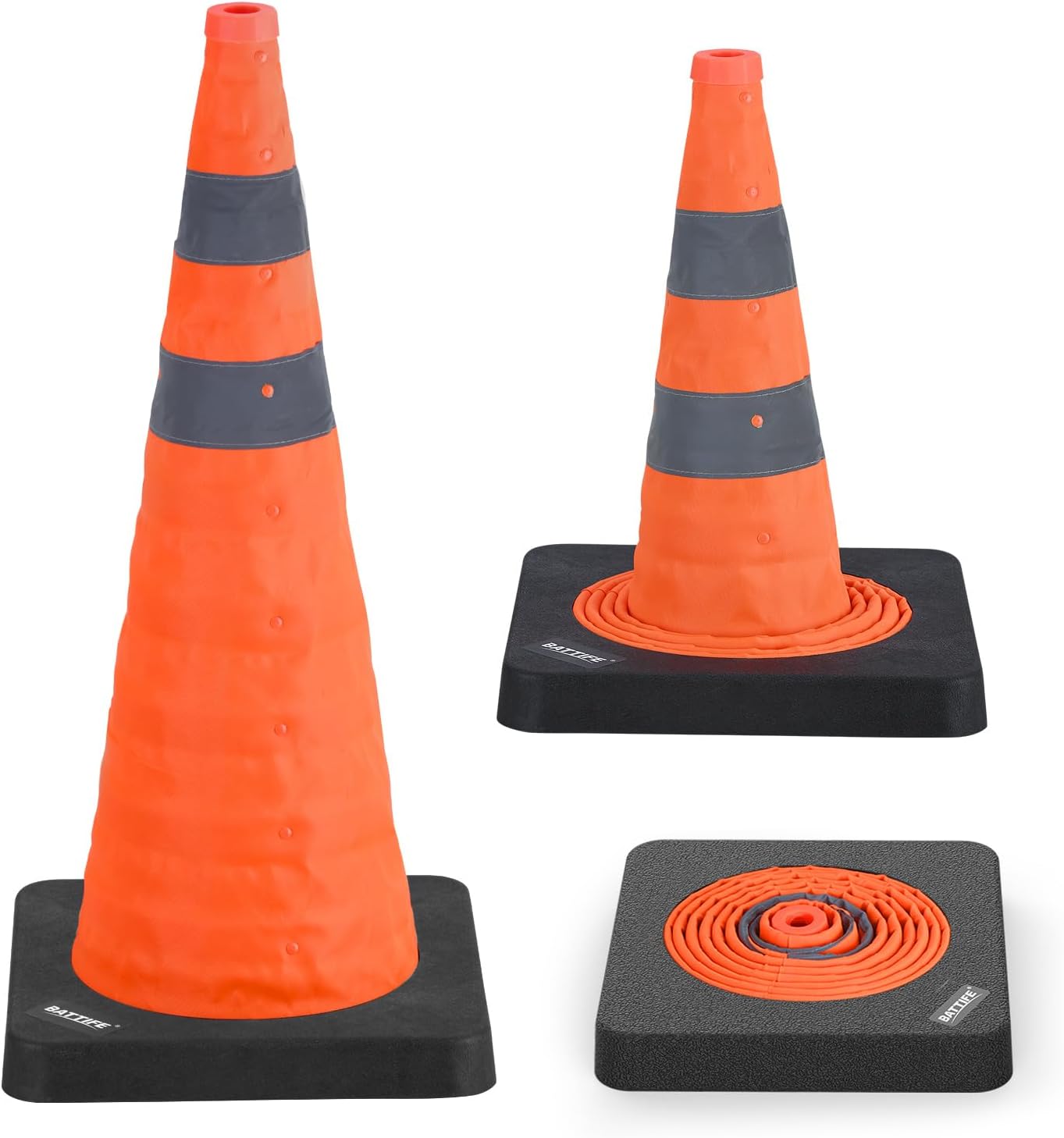 Conos vial naranja plegables 28pulg base negra