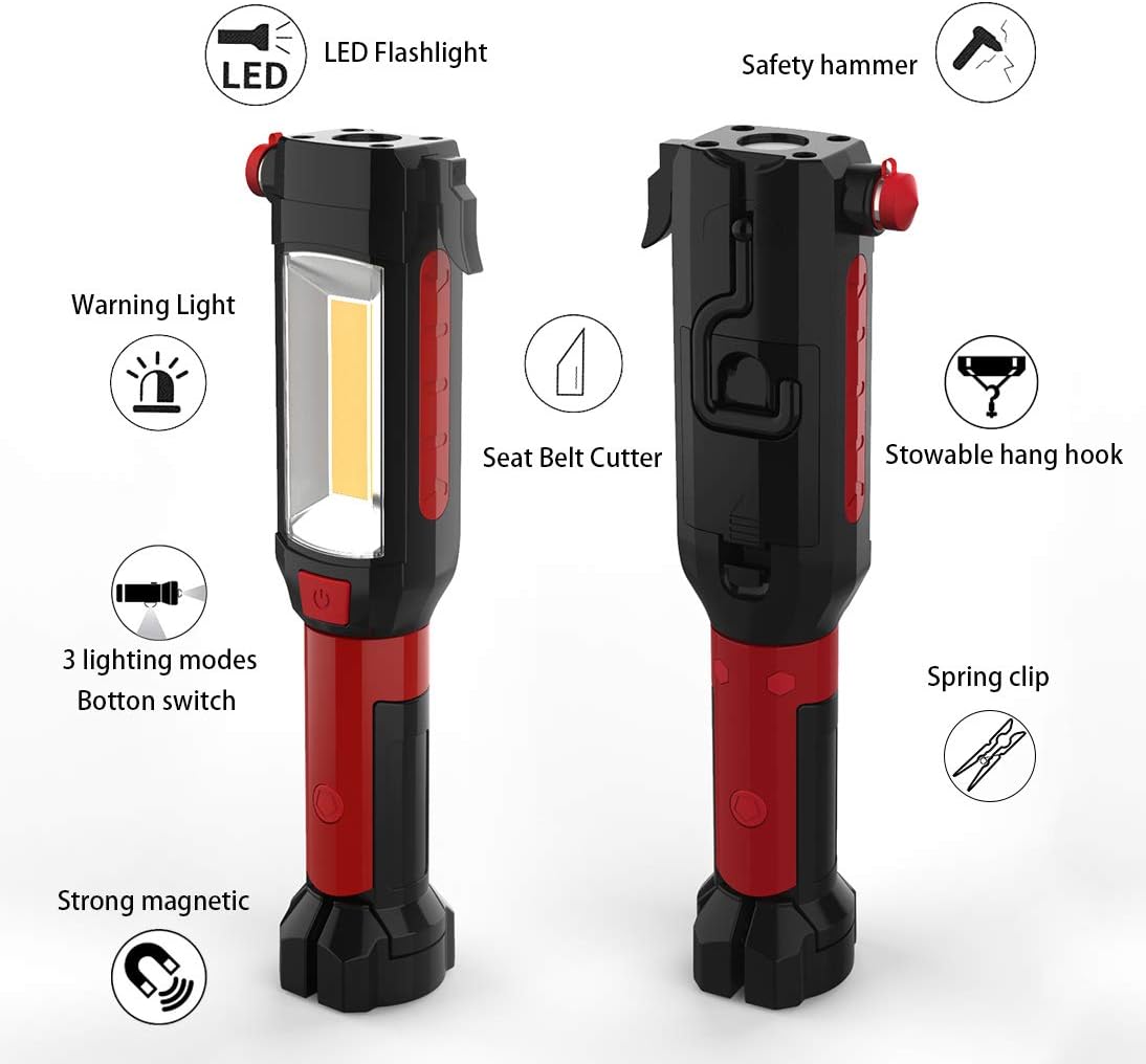 Herramienta 9en1 automóvil con linterna led y cortador
