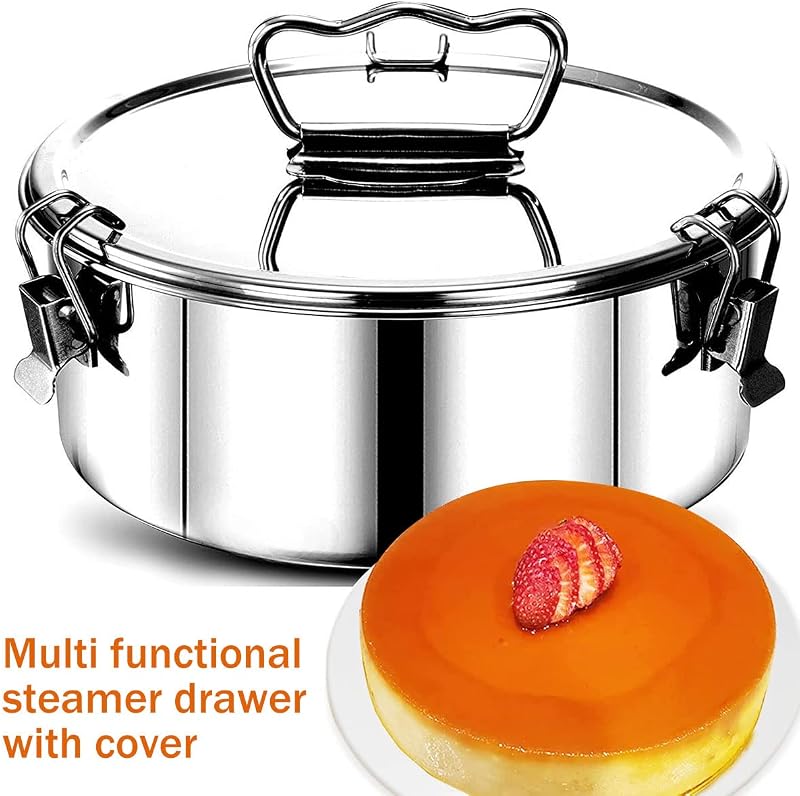 Molde flan acero inox 7.5x7.5x3pulg con tapa y asa