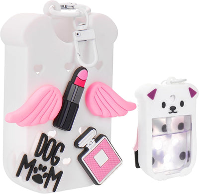 Funda silicona perro con llavero desinfectante blanco