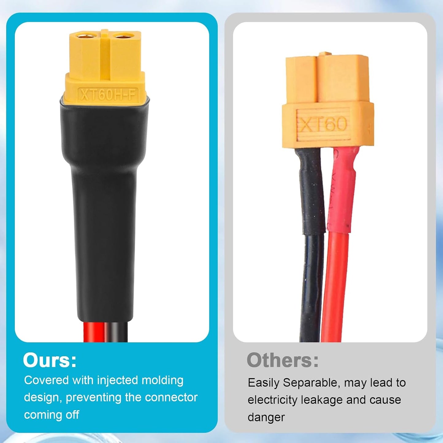 Cable extensión XT60 10 AWG 2 pies conector hembra a macho