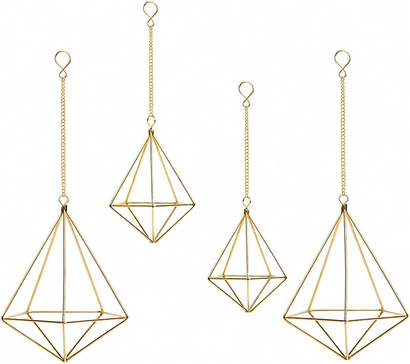 4 Soportes Geométricos Dorados para Plantas Himmeli