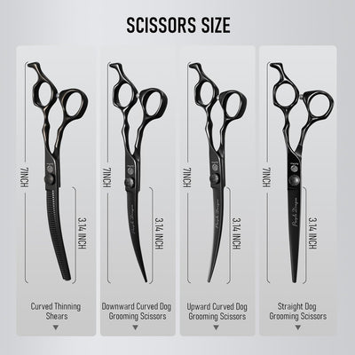 Set tijeras aseo perro 7pulg curvas rectas ajustables con