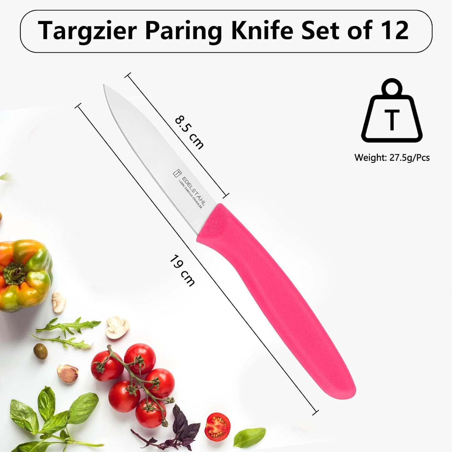 Juego 12 cuchillos pelar acero inox mango ergonómico