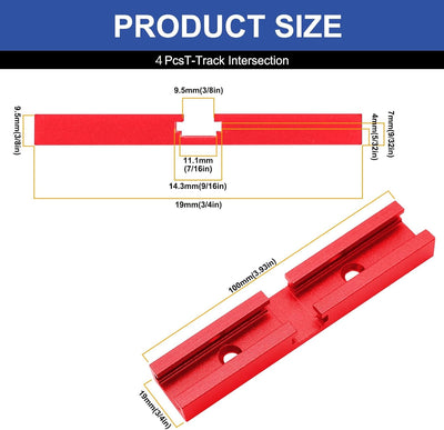 Kit T-Track rojo para carpintería accesorios aluminio