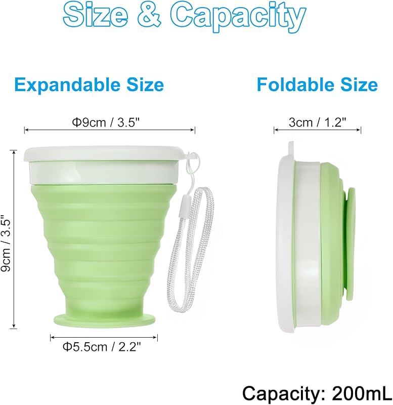 Taza silicona plegable viaje 6.8oz verde