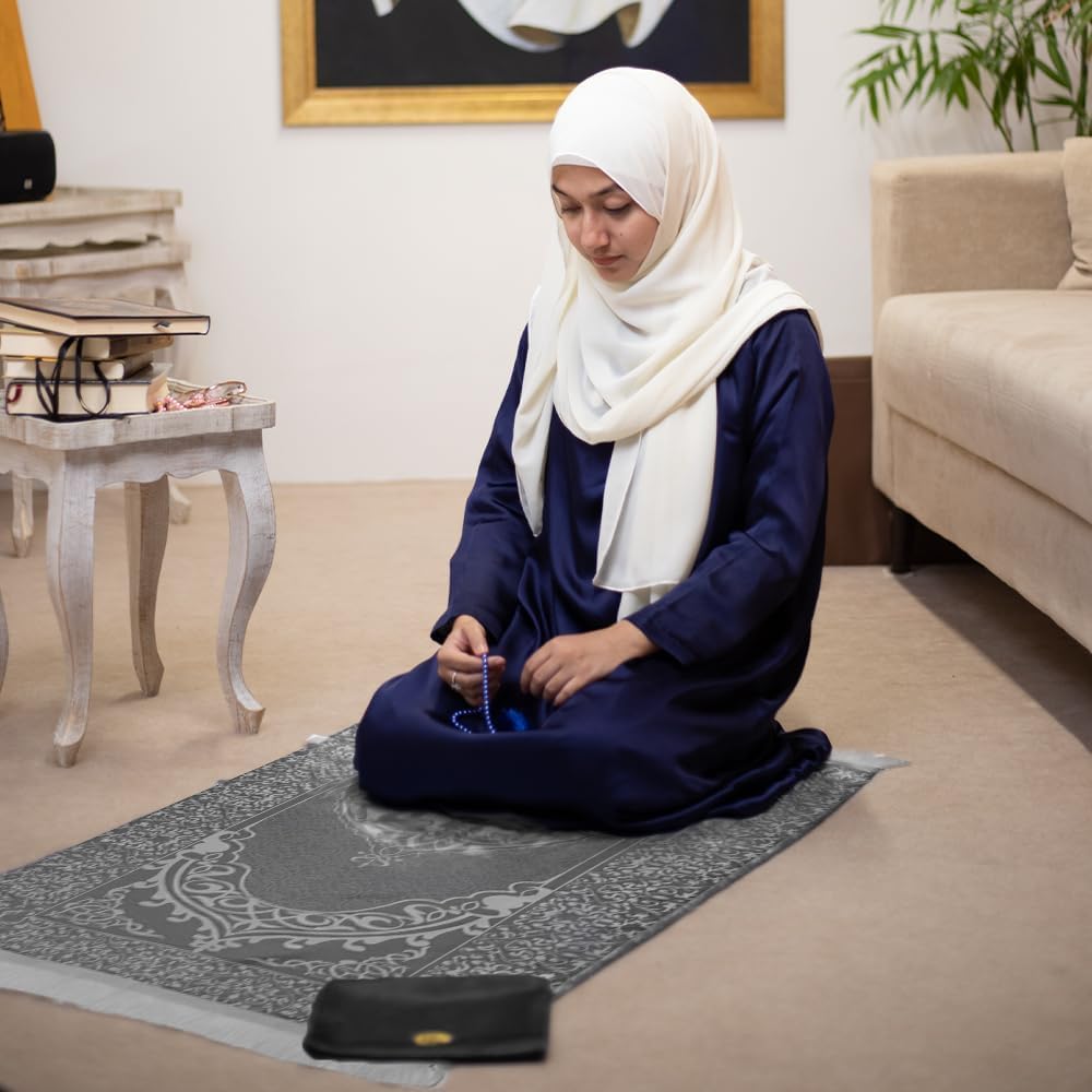 Tapete oración diseño turco con bolsa satén regalo islámico