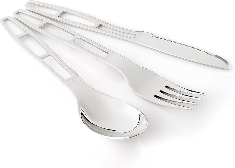 Set 3 Pzas Cubiertos Acero Inox Forjado para Campamento