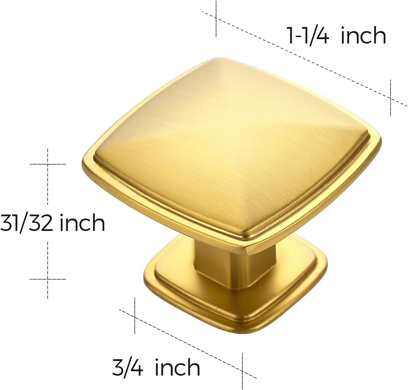 25 Pomos Cuadrados Dorados para Gabinete Cocina