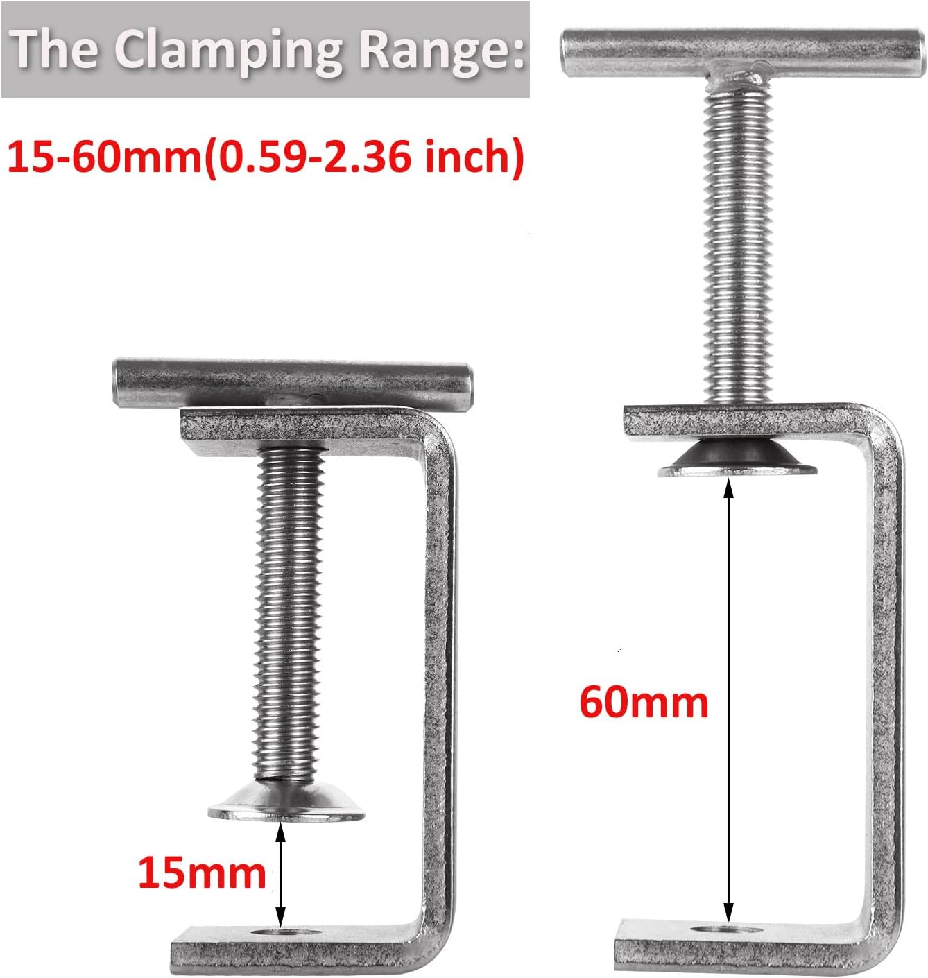 6 Abrazaderas C Acero Inox 304 2.5pulg Carpintería