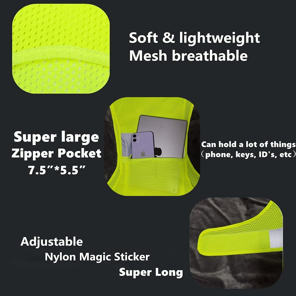 Chaleco reflectante para correr y bicicleta con bolsillo