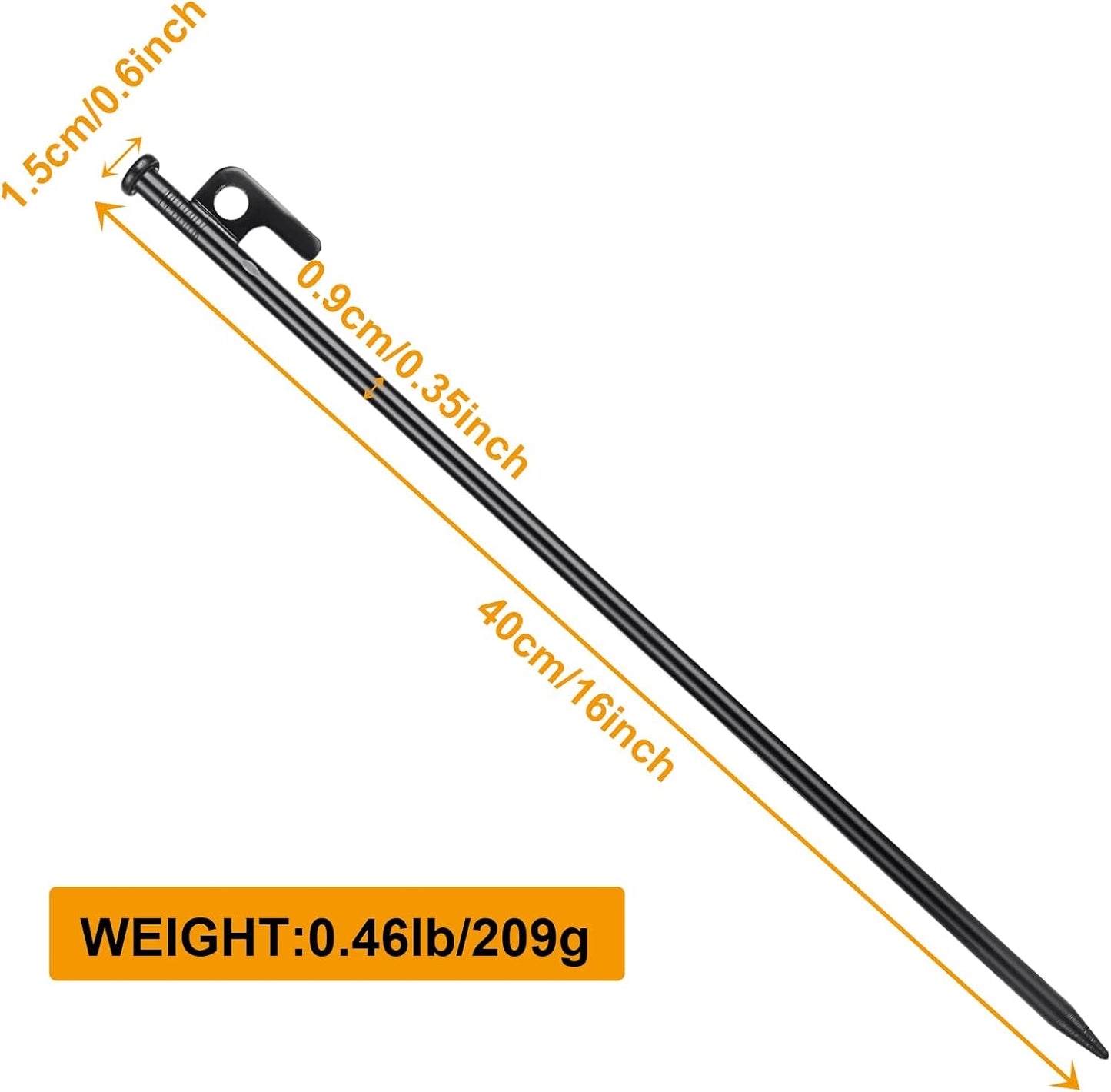 12 Estacas Metal 16" para Tienda Camping Roca Patio