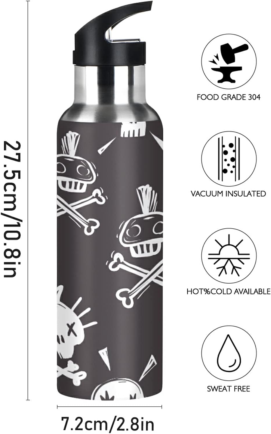 Botella agua deportiva acero inox 22oz sin BPA