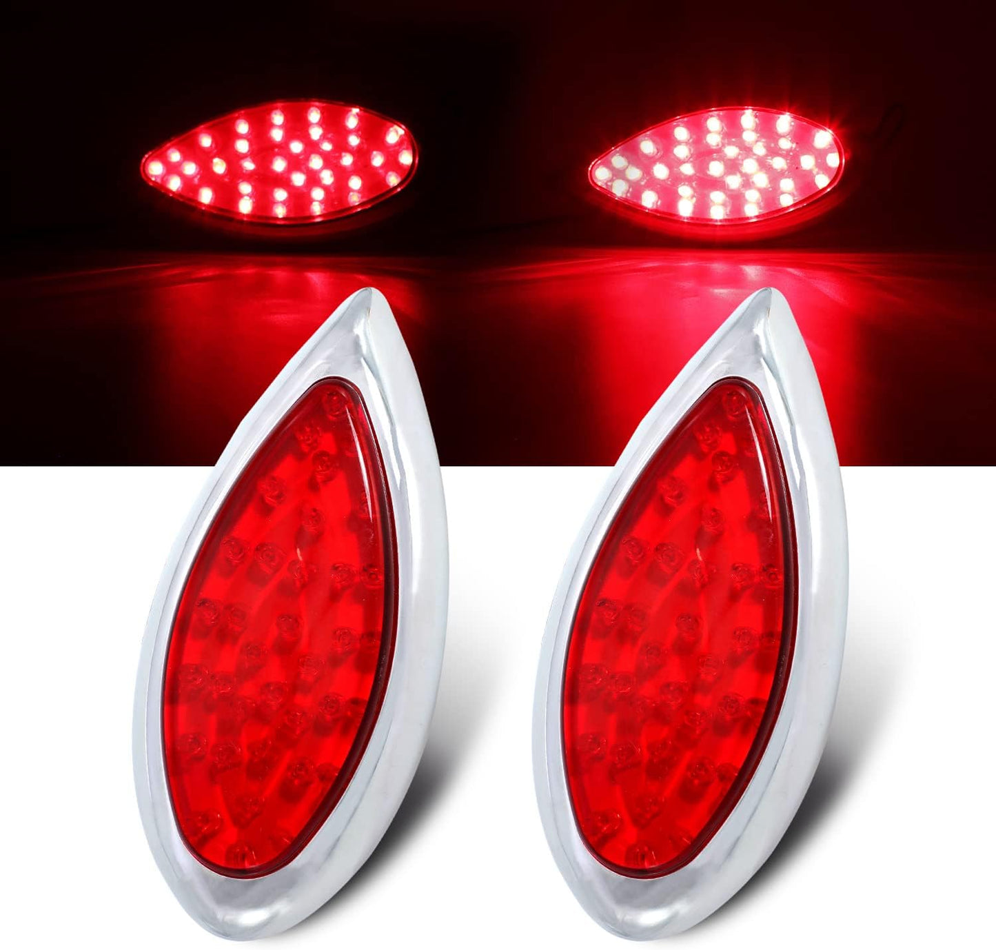 Luces traseras 35 LED rojo bisel cromado 12V para remolque