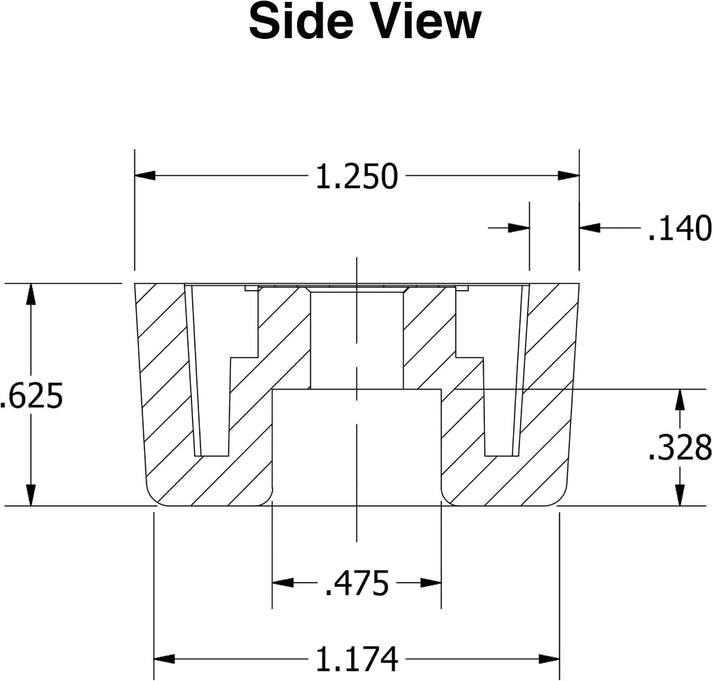 4 Topes de goma redondos altos 0.625x1.250 pulg para muebles