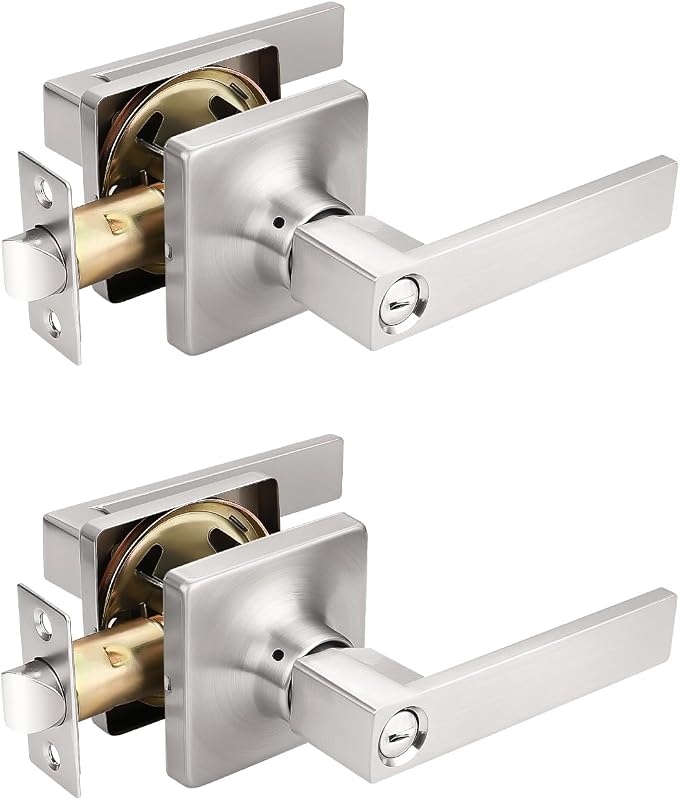 2 Manijas Puerta Privacidad Níquel Reversible