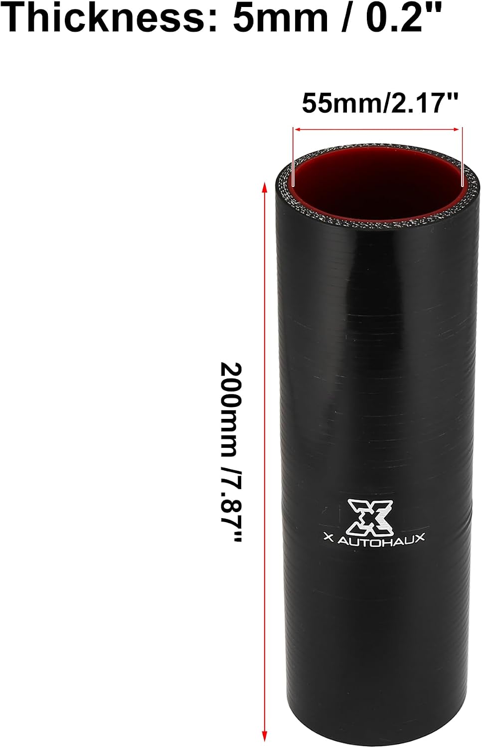 Manguera silicona intercooler 2.165" negro rojo