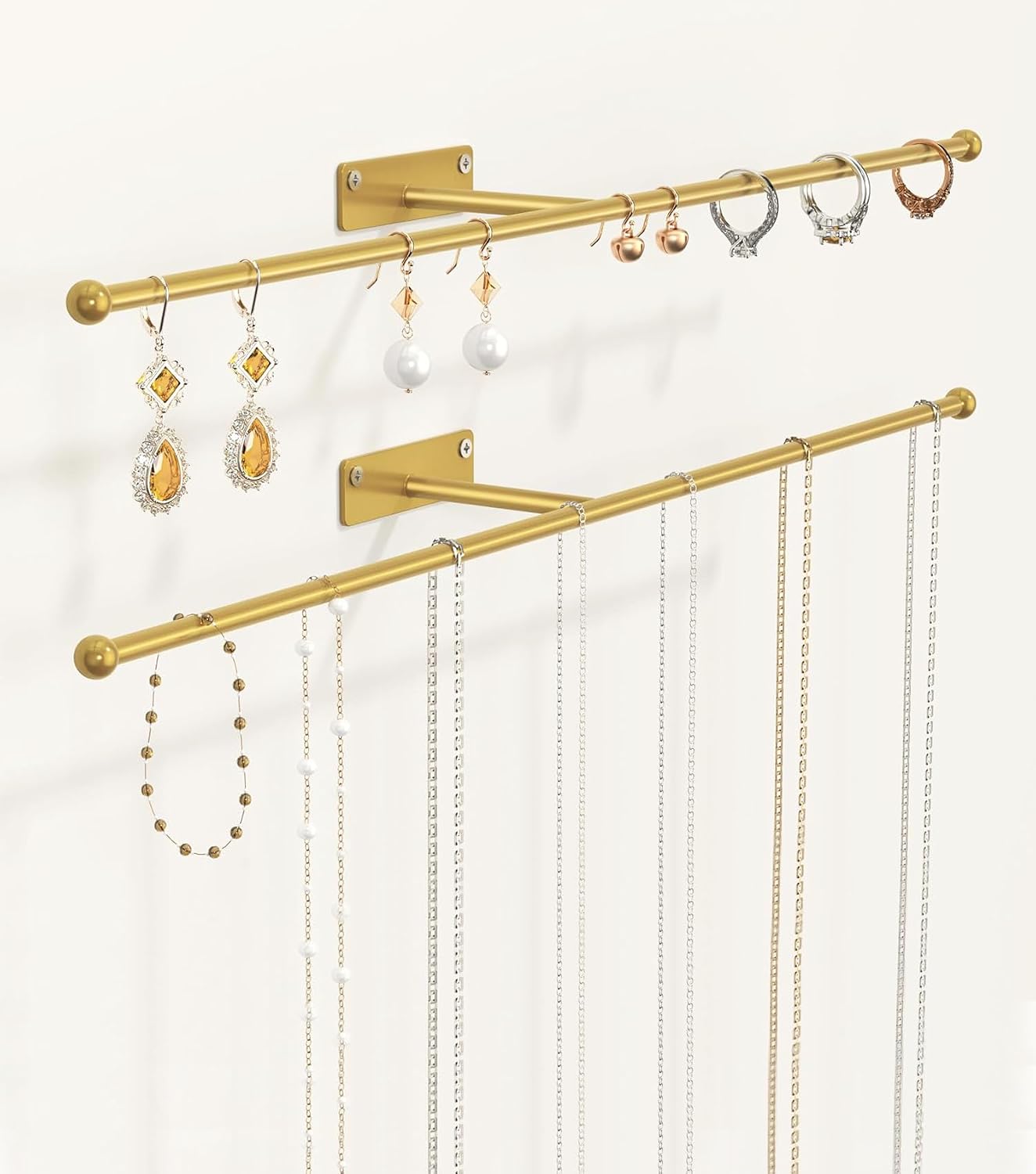 Soporte joyas colgar pared 12.6" pack 2 dorado