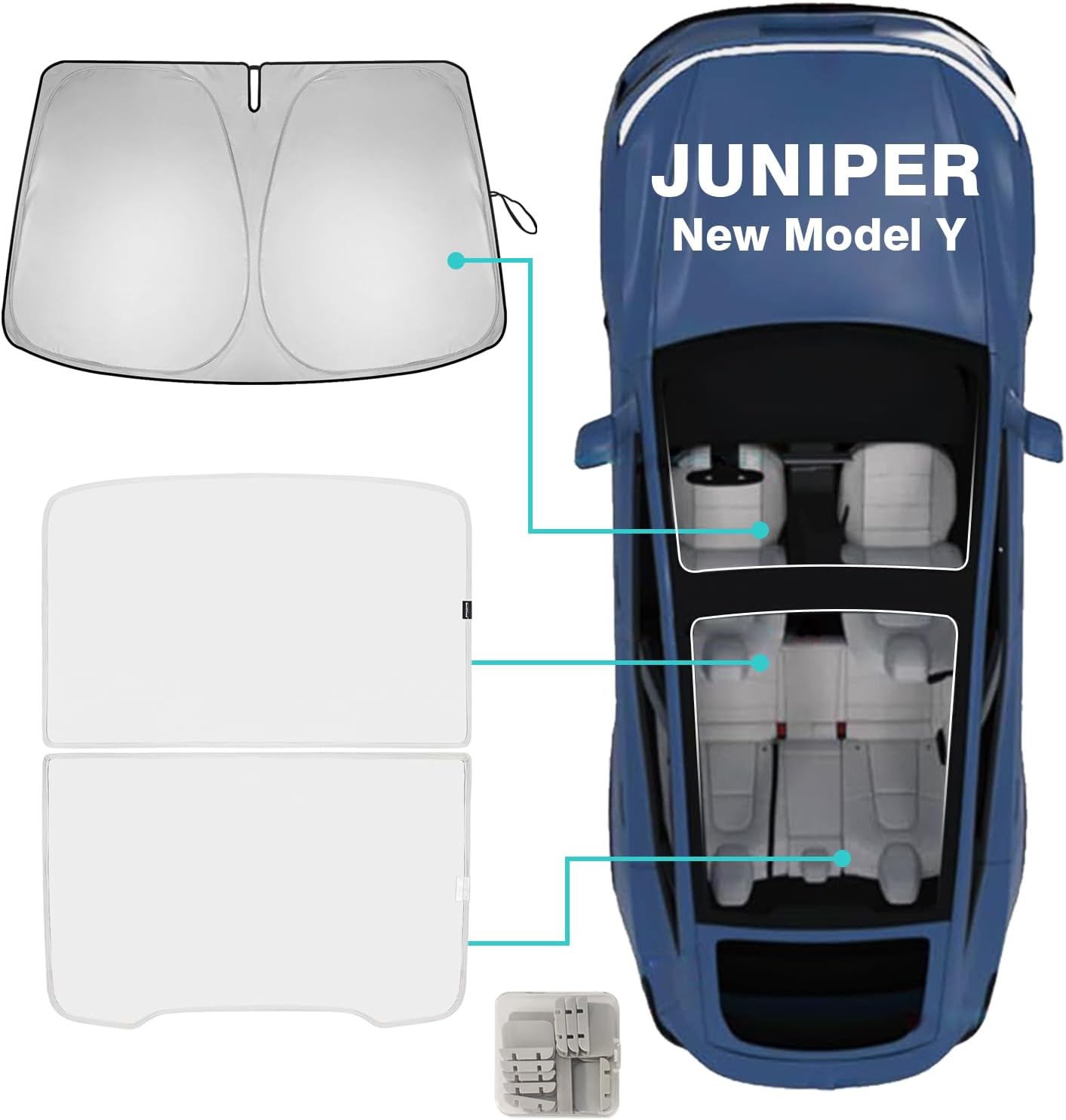 3 Pzas Accesorios Visera Tesla Y Juniper Plegable Gris