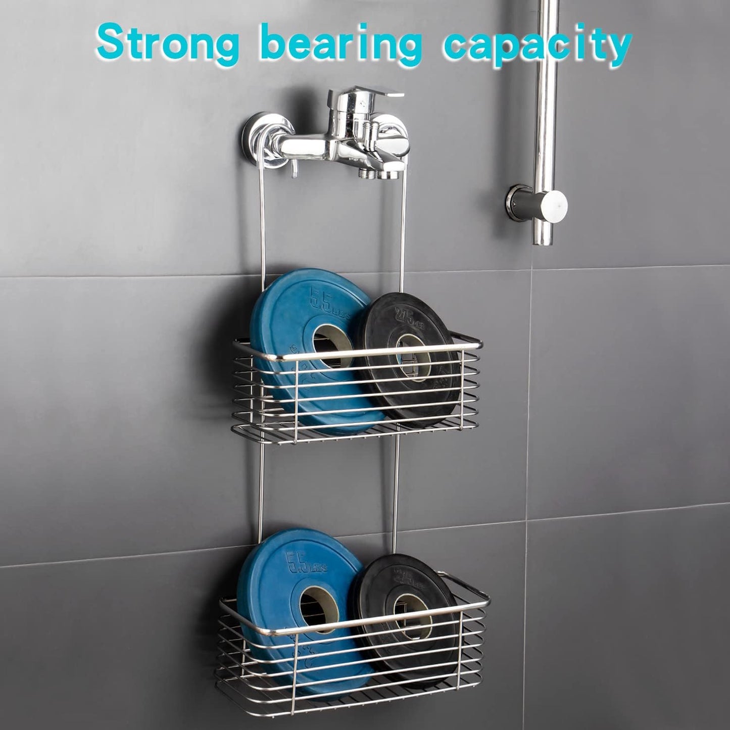 Organiz. ducha acero inox doble capa colgante