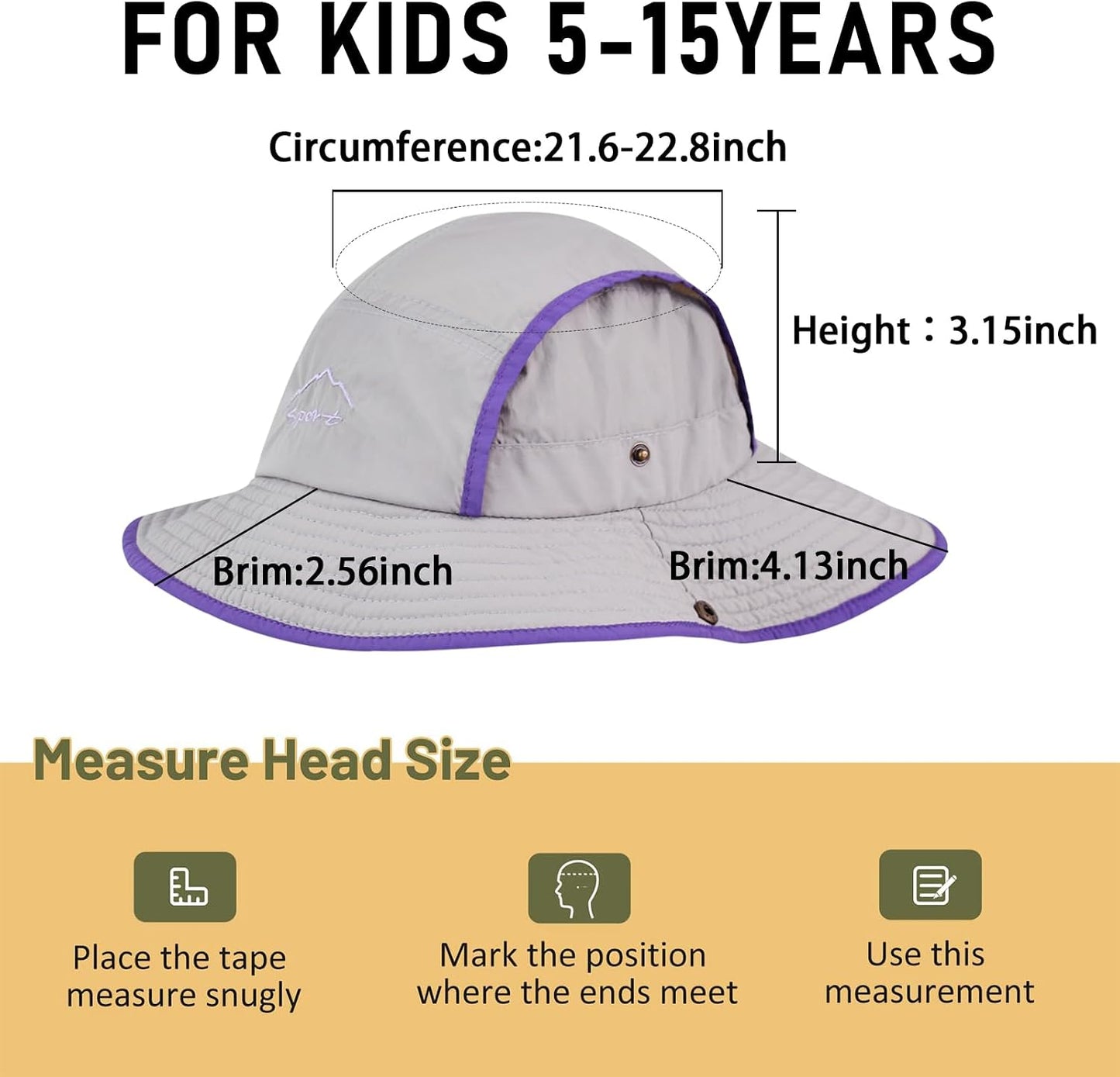 Sombrero sol niños ala ancha UPF 50 para playa y pesca