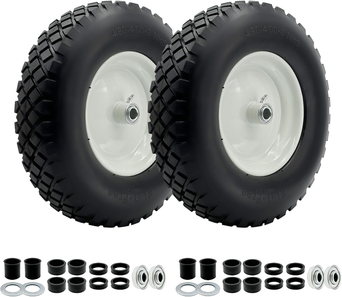 2 Ruedas Carretilla 4.80-8 Cubo 3-6" Rodamientos 3/4" Kit