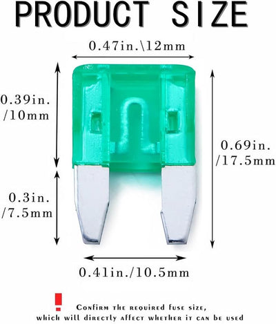 100 Fusibles Auto 30A Estilo Cuchilla Mini 32V
