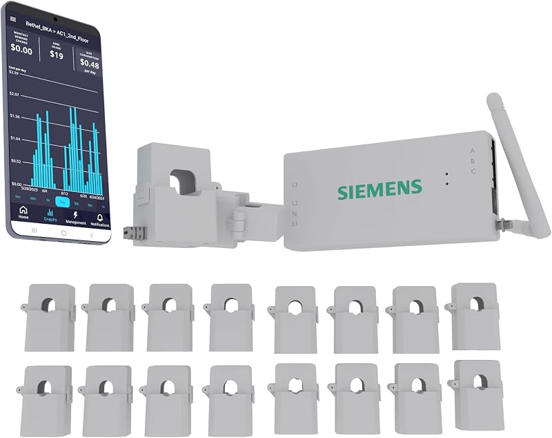 Monitor energía inteligente SIEMENS con sensores 16-50A y