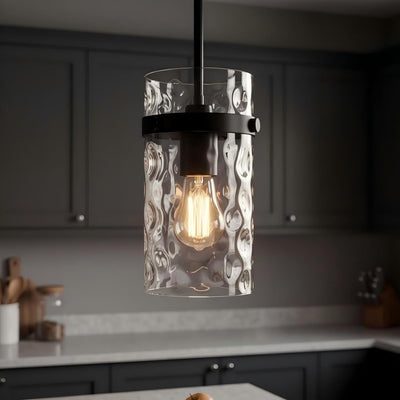 Lámpara colgante E26 vidrio ondulado transparente cocina comedor