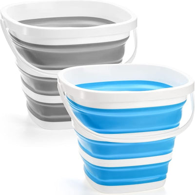 2 Cubos Plástico Plegables 2.6gal para Senderismo Campamento