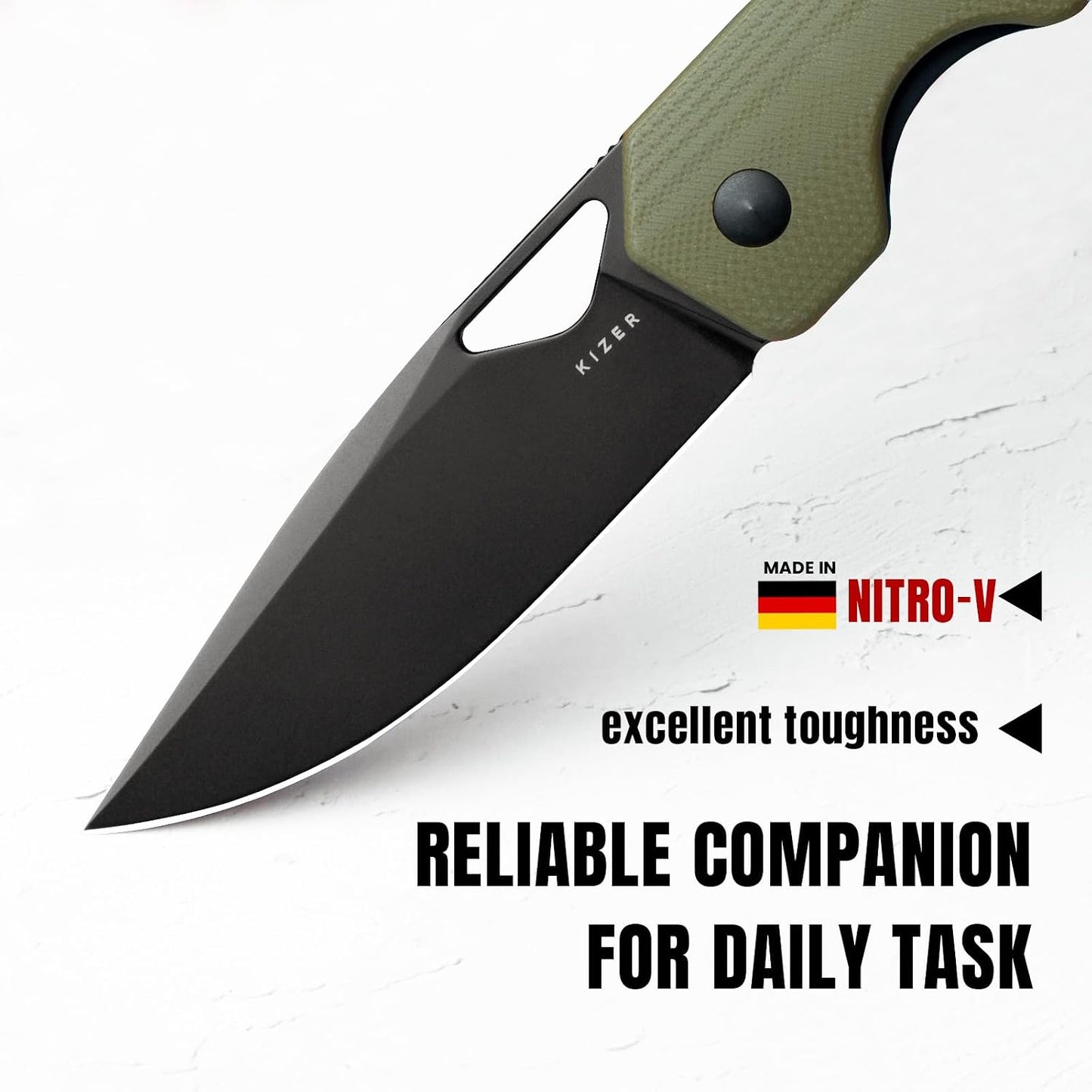 Cuchillo plegable militaw edc hoja nitro v mango g10 camping