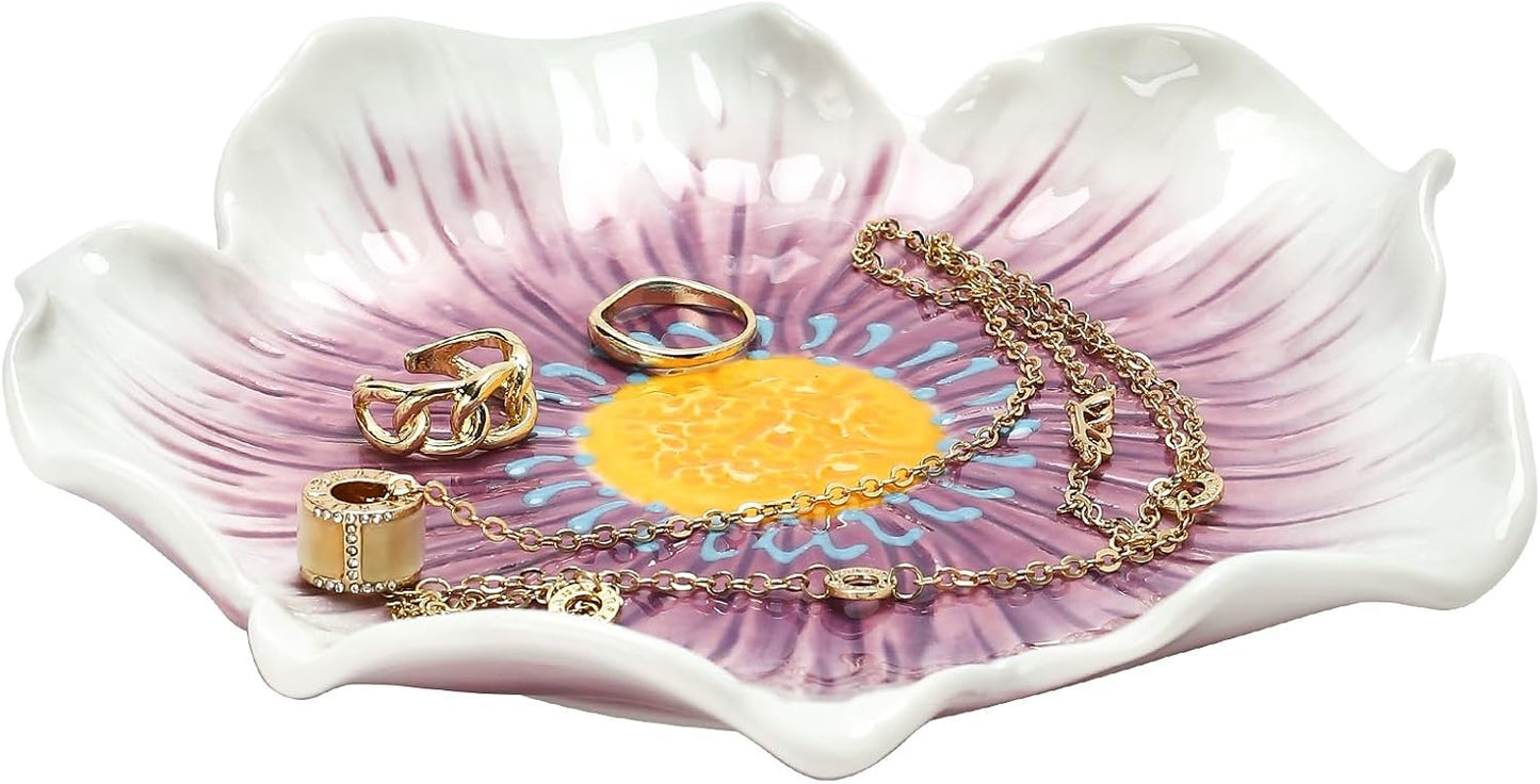 Plato cerámica floral para anillos Navidad 6.5x1.4"