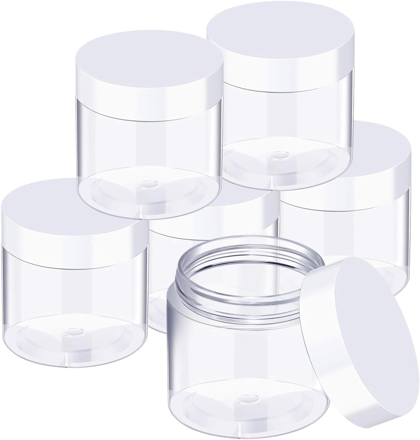 6 Pzas Tarros Plástico 10oz Tapas Ancha Reutilizables