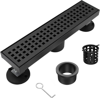 Drenaje ducha lineal 12pulg acero inox 304 cuadrado negro mate