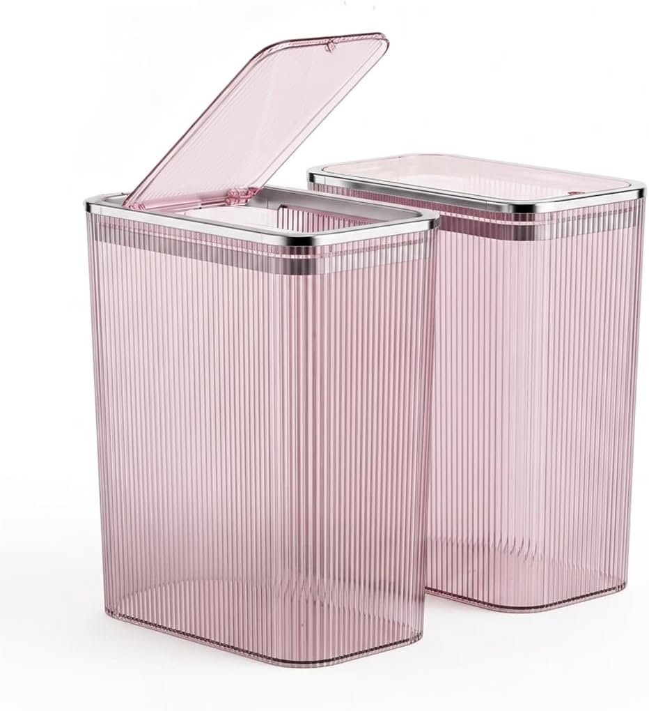 2 Cubos Basura Plástico 10L Tapa Desplegable Morado