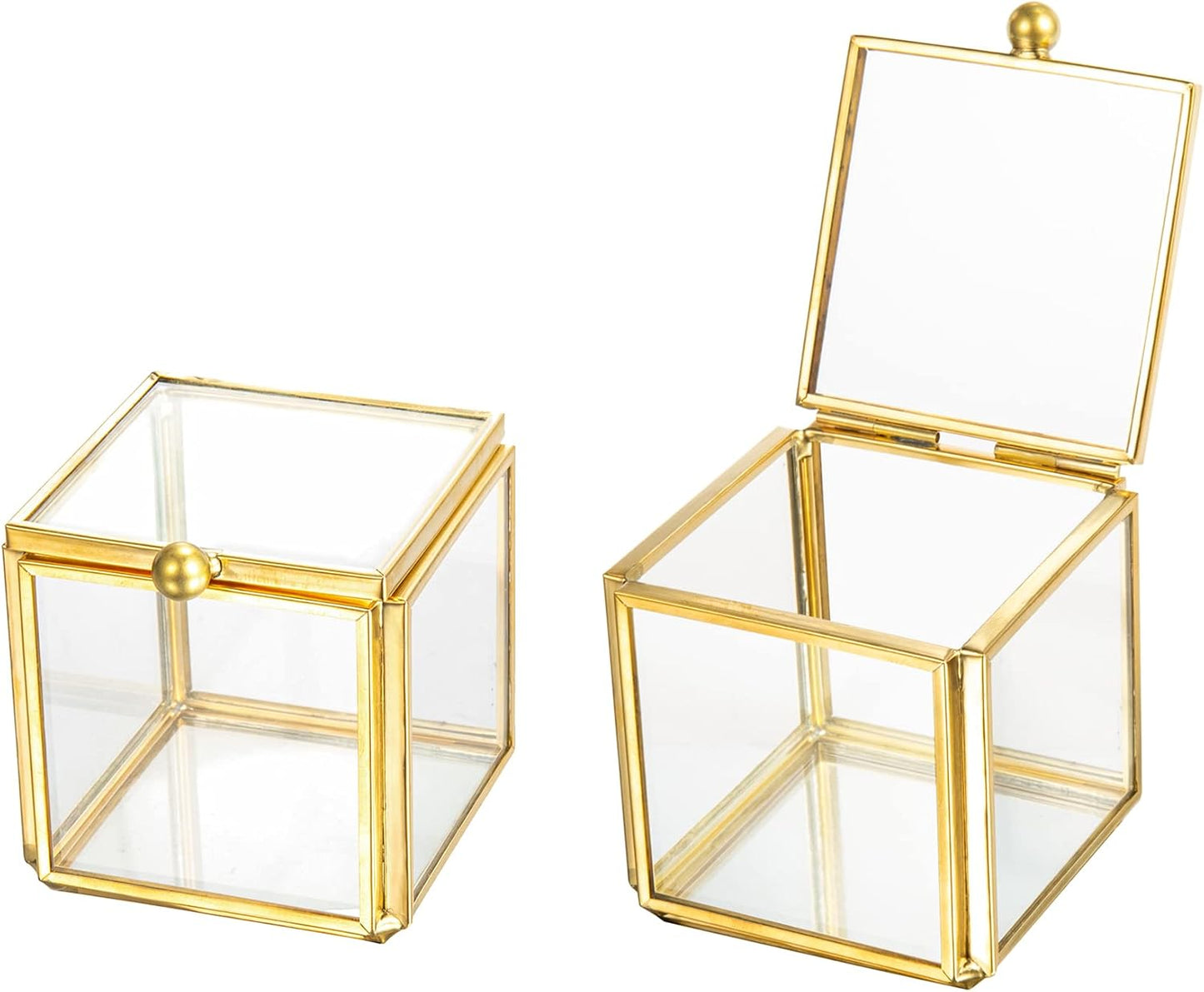 2 Cajas Cristal para Joyería Anillos Aretes Regalo Boda