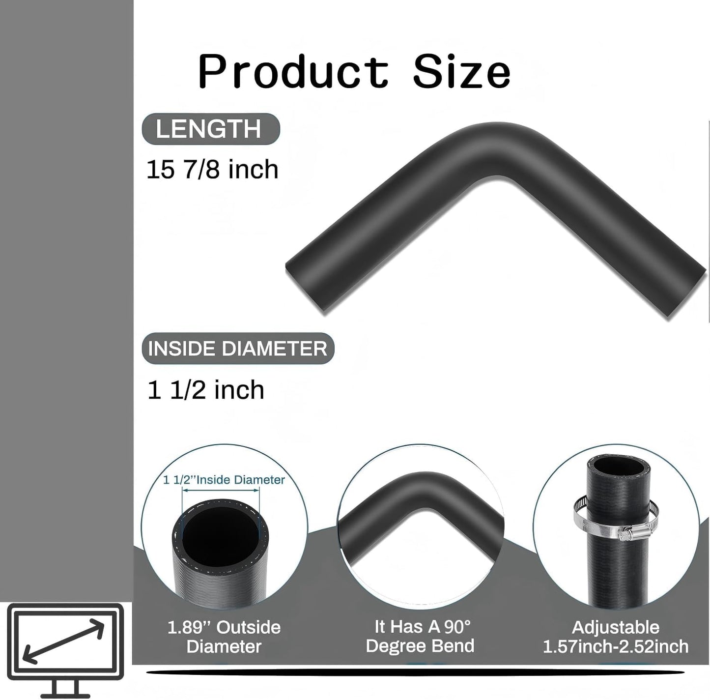 Set 2 mangueras combustible 1 1/2" 90grados 8 abrazaderas