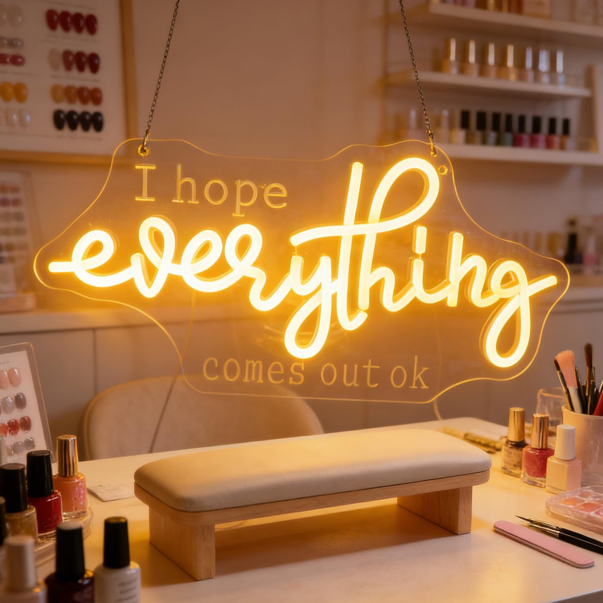 Letrero neón led usb con texto i hope everything comes out ok