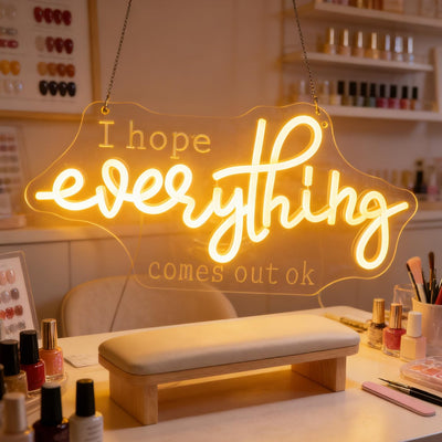 Letrero neón led usb con texto i hope everything comes out ok