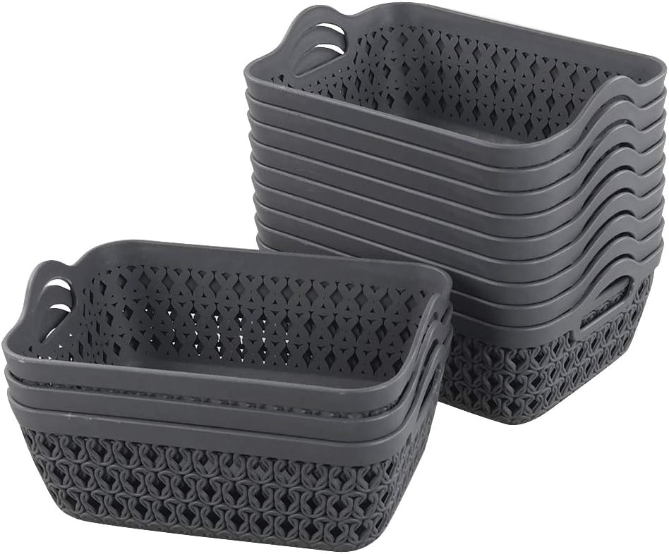 12 Pzas Cesta Plástico Almacenamiento con Asas para Cocina
