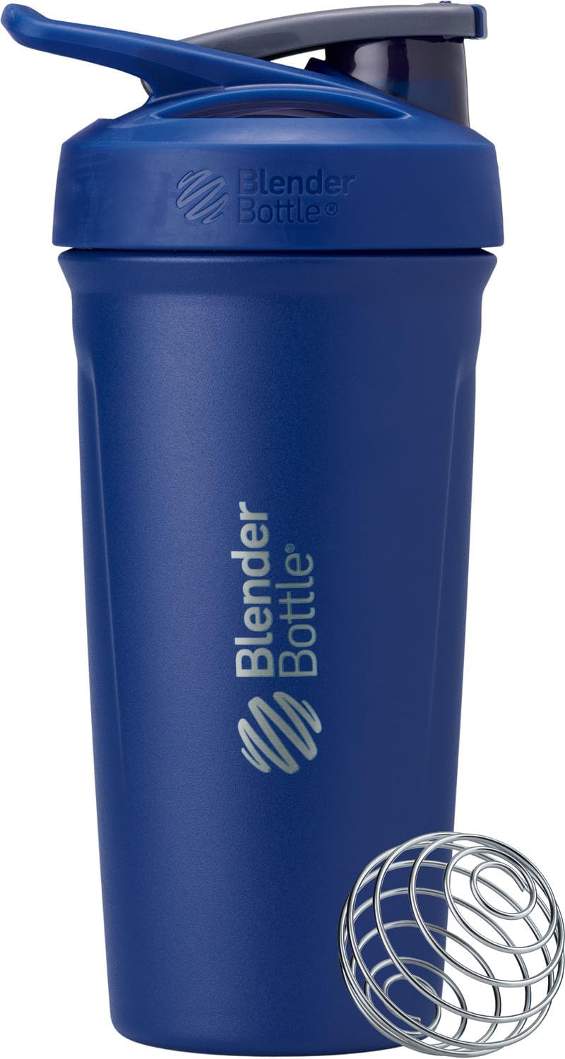 Vaso térmico acero inox con batidor alambre 24oz azul