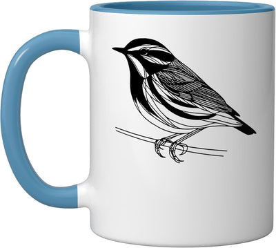 Taza cerámica Warbler Line Art para observador de aves azul/blanco