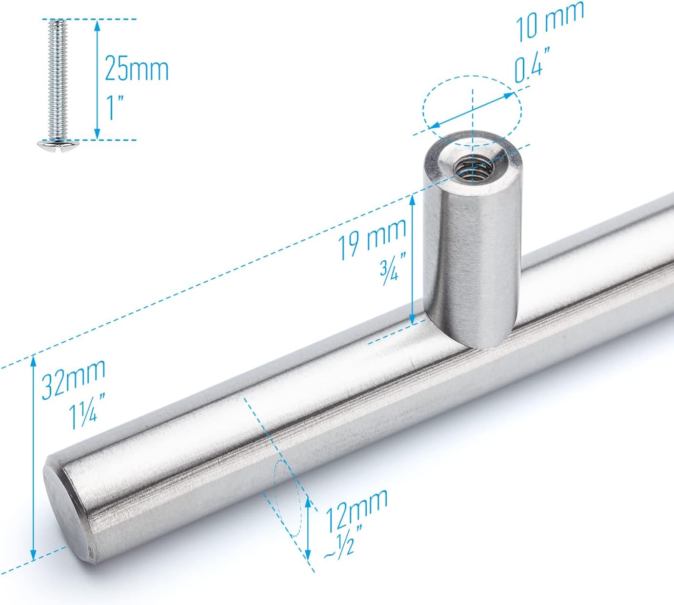 Tirador barra acero inox cajón cocina 5pulg