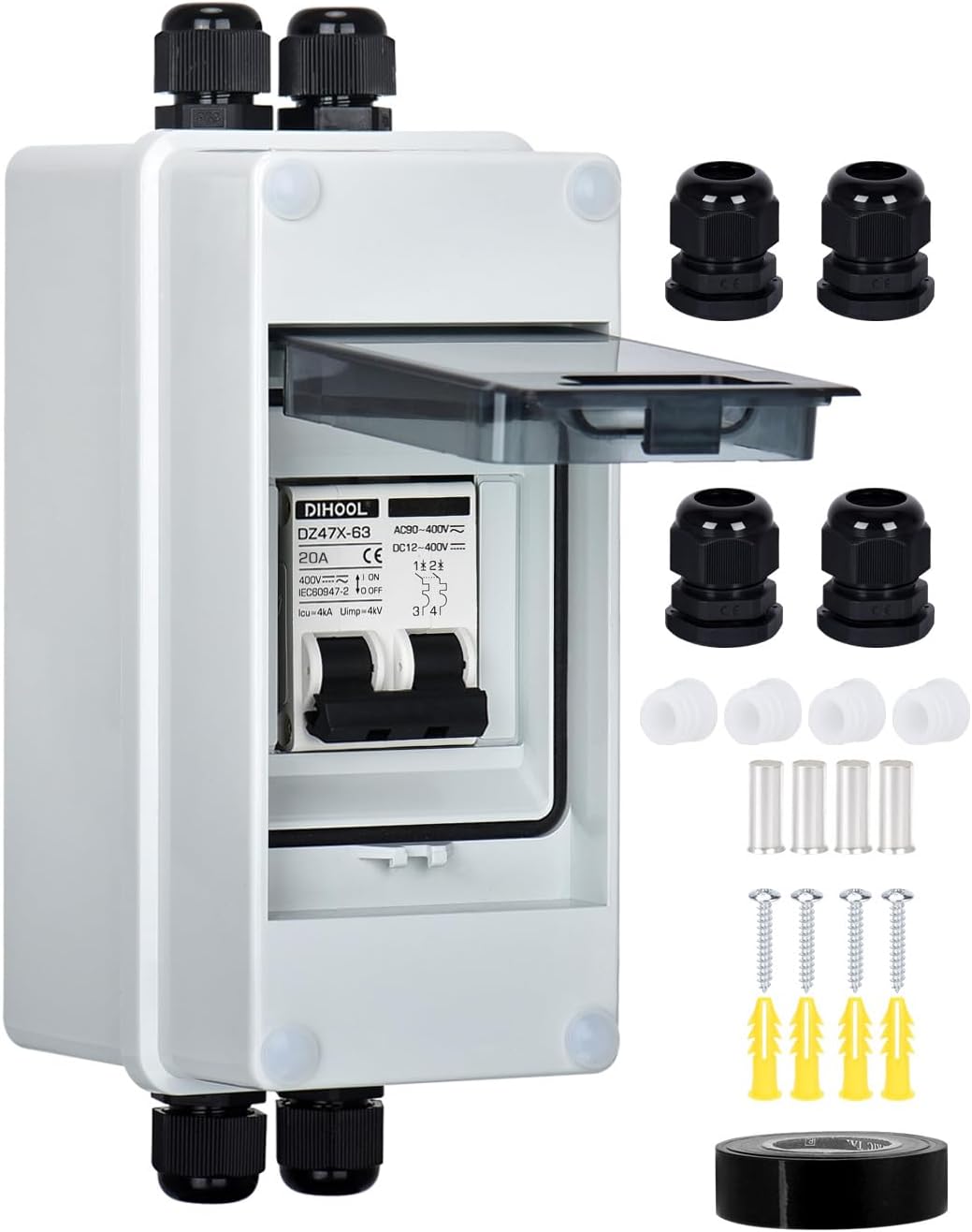 Disyuntor CA/DC IP65 20A 12V-400V para sistemas solares