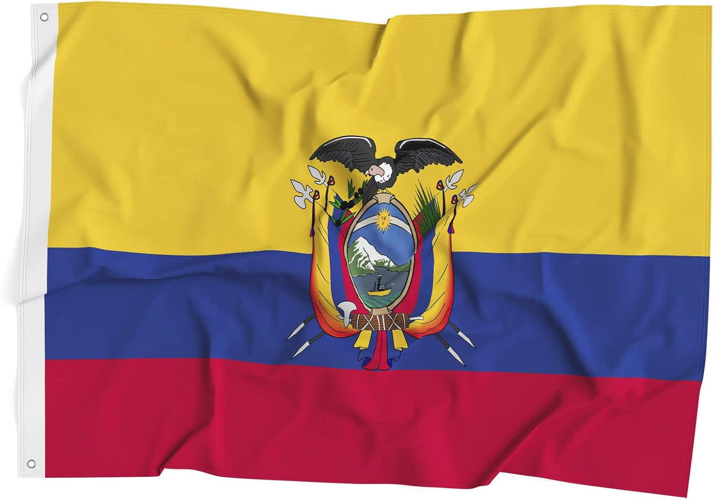 Bandera Ecuatoriana Poliéster 3x5ft Colores Brillantes Anti-UV