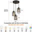 Luces colgantes isla cocina hierro negro ajustable vidrio