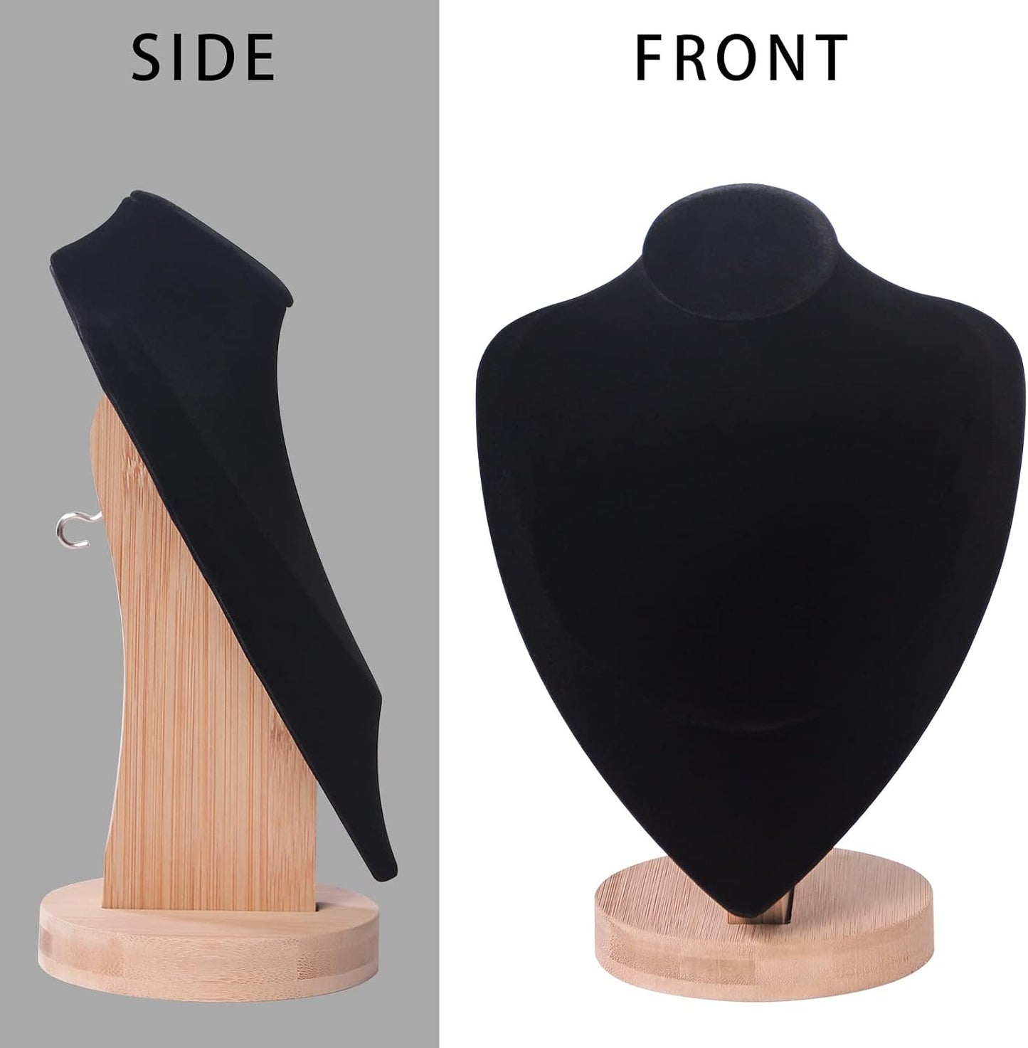 Soporte bambú para collar organiz. joyas estante negro