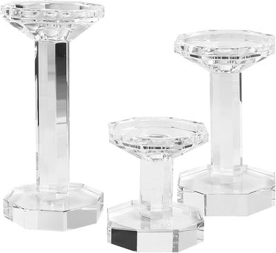 Set 3 portavelas cristal cónico para mesa fiestas 4-8pulg