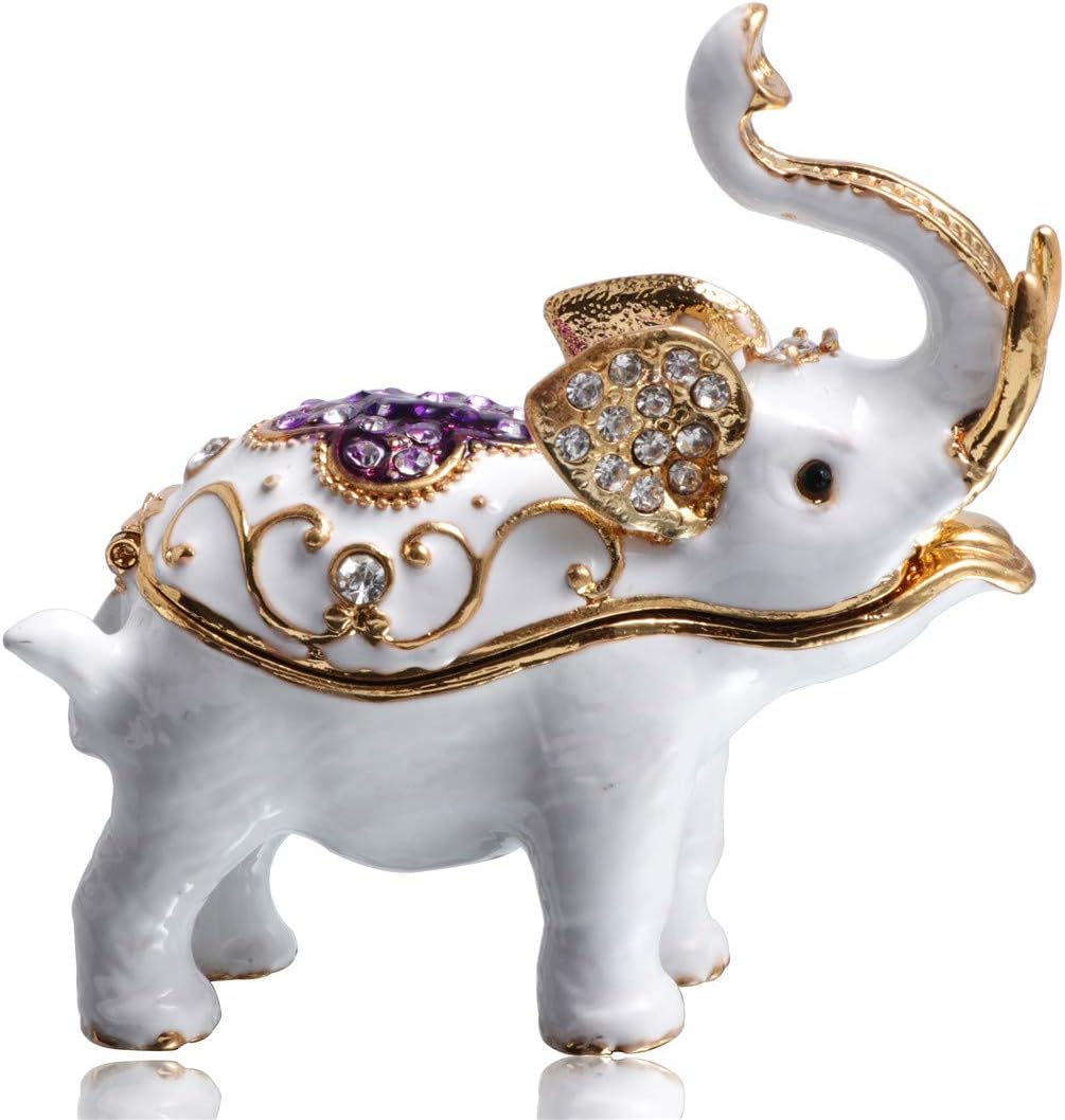 Figurita elefante blanco pintado a mano coleccionable